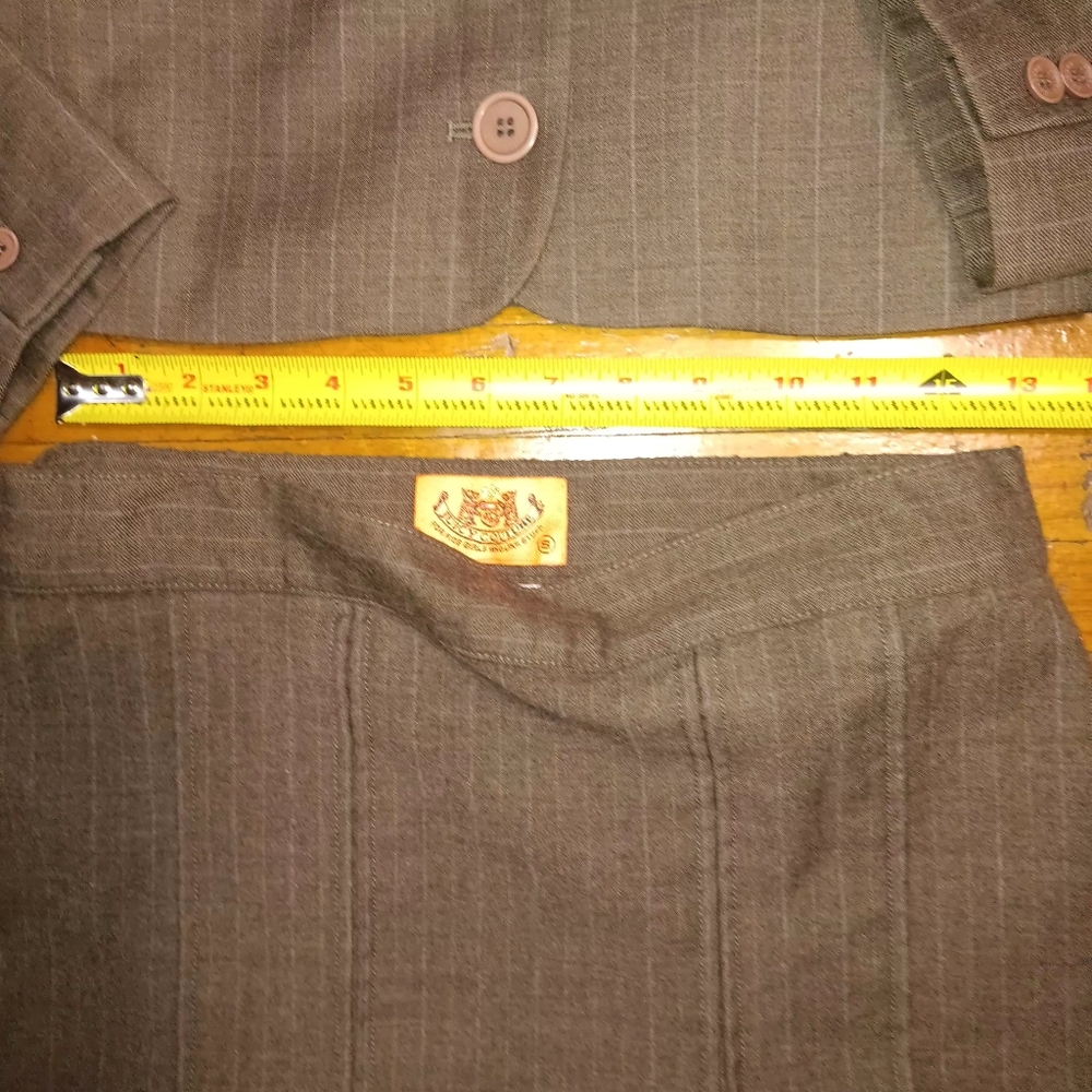 Juicy Coutur Y2k Brown Pinstripe Blazer and Skirt Set - Picture 5 of 9